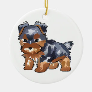 Yorkie Puppy Ceramic Ornament