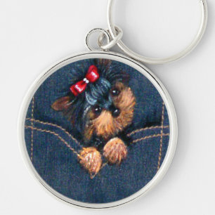 Yorkie Puppy in Pocket Key Ring