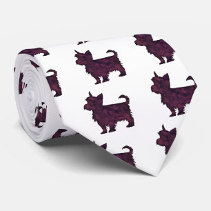 Yorkie Purple Watercolor Silhouette Tie