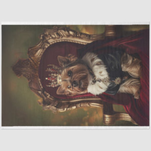 Yorkie Red Kings Chair Light Background Decoupage Tissue Paper