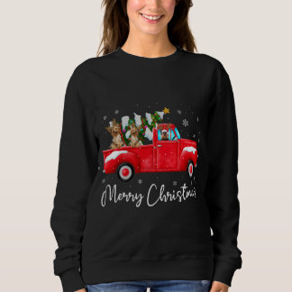 Yorkie Red Truck Christmas Santa Hat Dog Xmas Sweatshirt