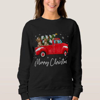 Yorkie Red Truck Christmas Santa Hat Dog Xmas Sweatshirt