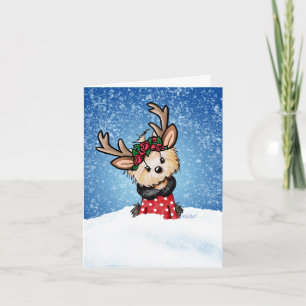 Yorkie Reindeer Holiday Card