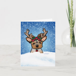 Yorkie Reindeer Holiday Card