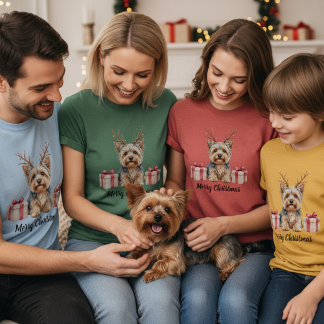 Yorkie Reindeer T-Shirt