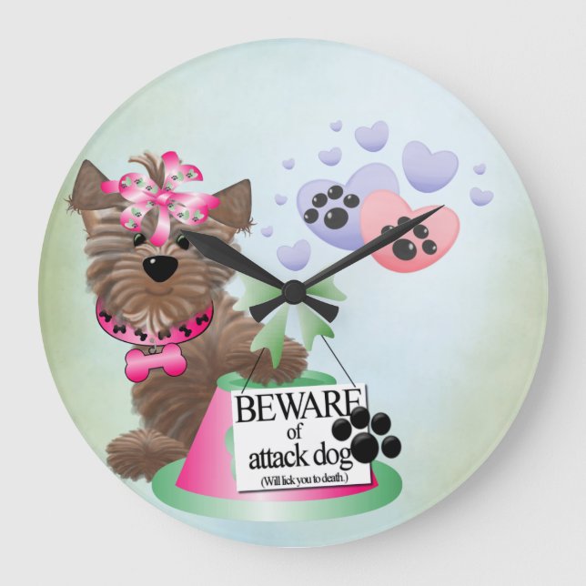 Yorkie Round 2 (Large) Clock (Front)