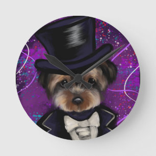 YORKIE ROUND CLOCK