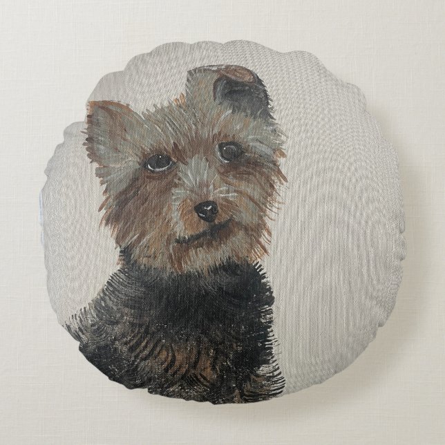 Yorkie Round Pillow (Front)