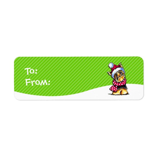 Yorkie Scarf Christmas Gift Tags To/From Return Address Label