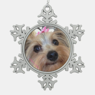 Yorkie  Snowflake Christmas Ornament