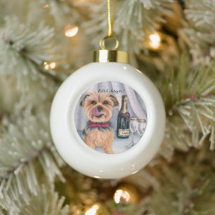 Yorkie Snowflake Framed Ornament