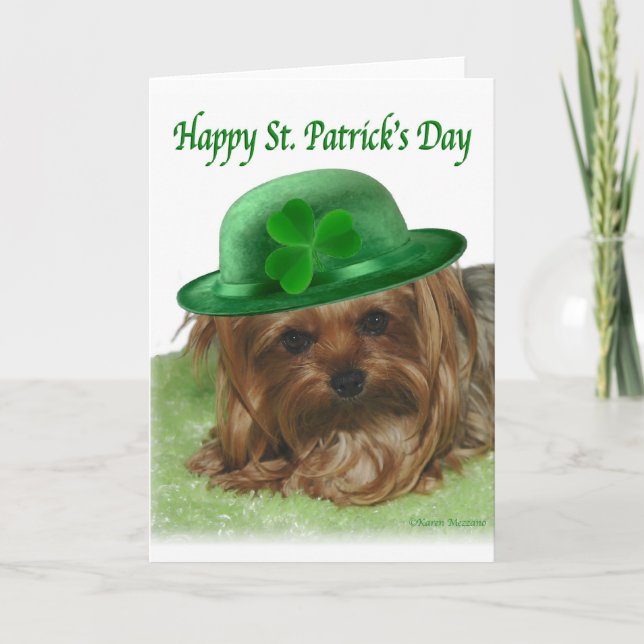 Yorkie St. Patrick's Day Card (Front)