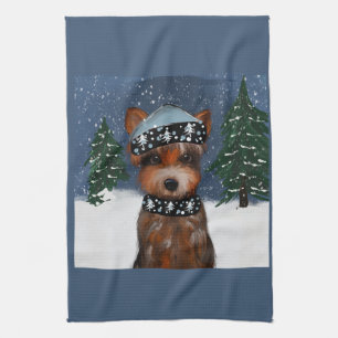 Yorkie tea towel