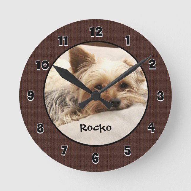 Yorkie Terrier Custom Round Clock (Front)