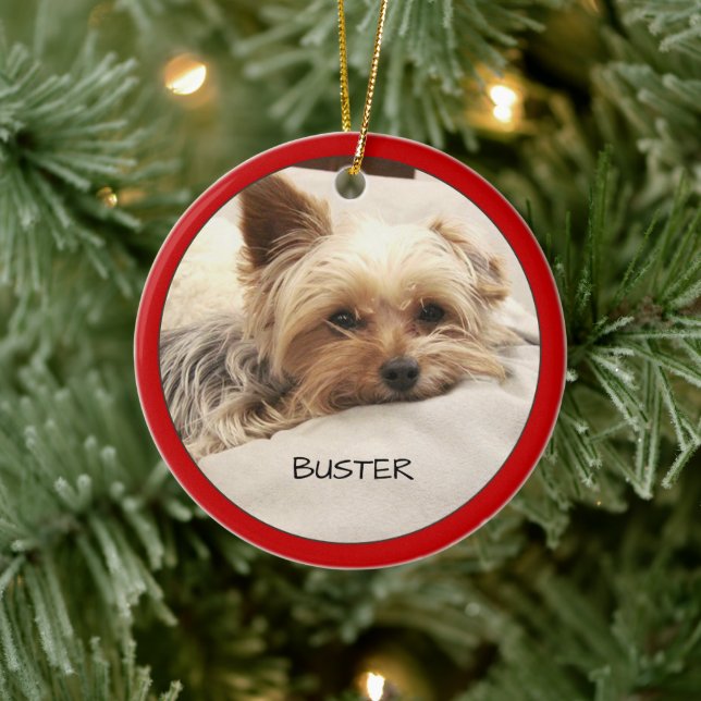 Yorkie Terrier Dog Personalised  Ceramic Ornament (Tree)