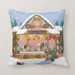Yorkie Treat Shop Christmas Holiday Pillow