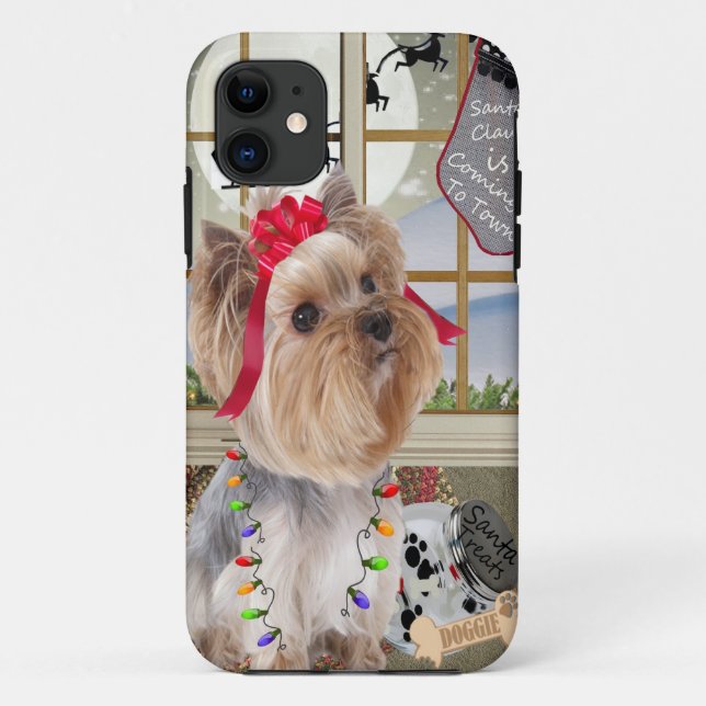 Yorkie Watches For Santa Case-Mate iPhone Case (Back)
