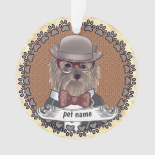 Yorkie Wearing Glasses Ornament