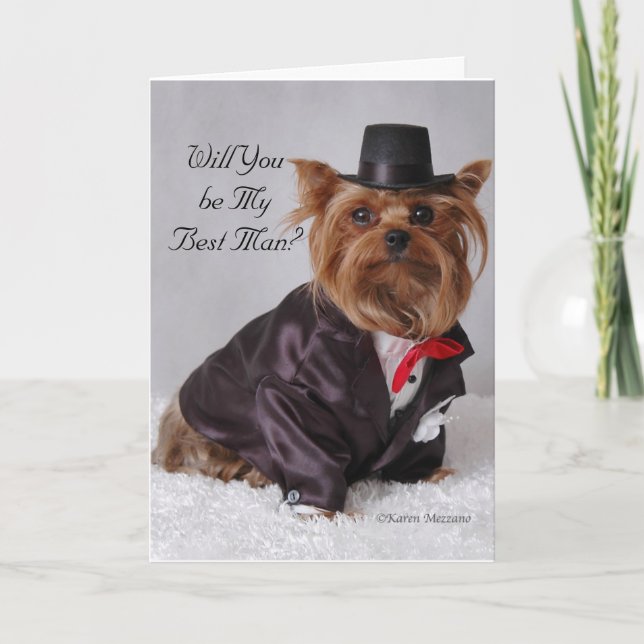 Yorkie , Will You be My Best Man? Invitation (Front)
