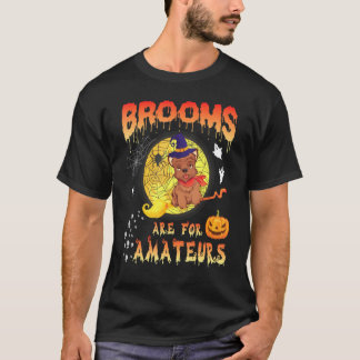 Yorkie Witch Flying On Moon Ghosts Brooms Are For  T-Shirt
