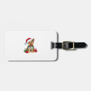 Yorkie Xmas Lighting Santa Hat Yorkie Dog Christma Luggage Tag