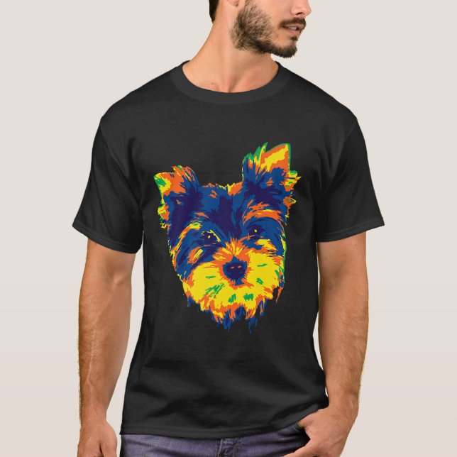 Yorkie Yorkshire Terrier Art Colour Painting Gift  T-Shirt (Front)