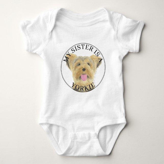 Yorkie Yorkshire Terrier Big Sister Baby Bodysuit (Front)