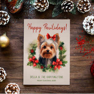 Yorkie Yorkshire Terrier Dog Christmas Holiday Card