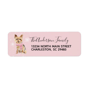Yorkie Yorkshire Terrier Holiday Christmas Address Return Address Label