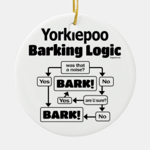 Yorkiepoo Barking Logic Ceramic Ornament