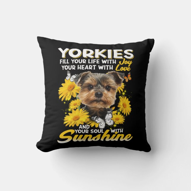 Yorkies and Sunshine Cushion (Front)