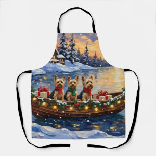Yorkipoo Christmas Boat Holiday Apron