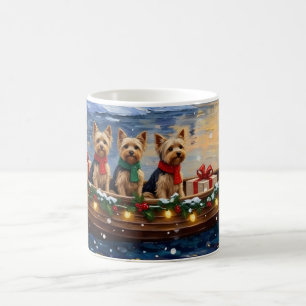 Yorkipoo Christmas Boat Holiday Coffee Mug