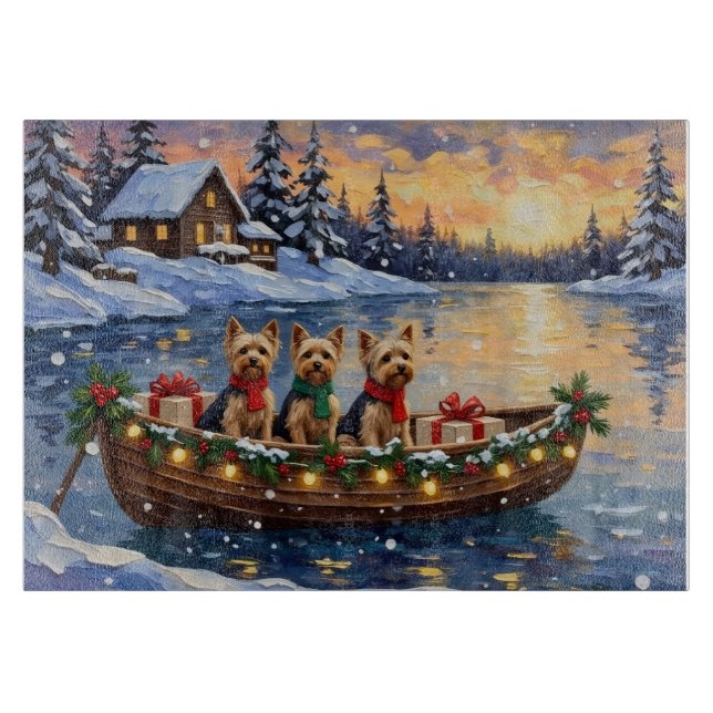 Yorkipoo Christmas Boat Holiday Cutting Board (Front)