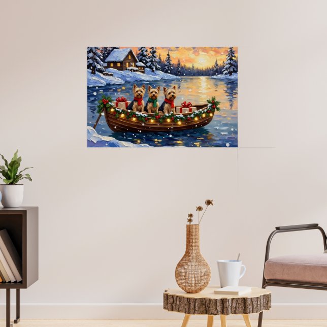 Yorkipoo Christmas Boat Holiday Poster (Living Room 3)