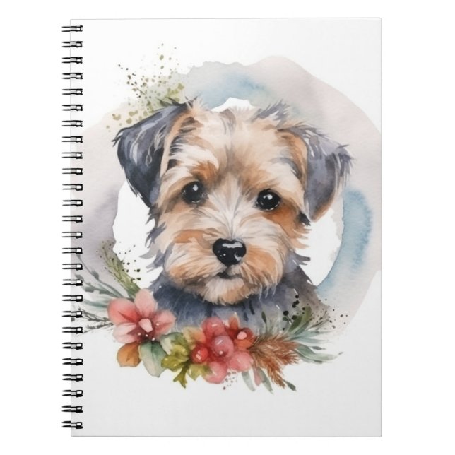 Yorkipoo Christmas Wreath Festive Pup Notebook (Front)