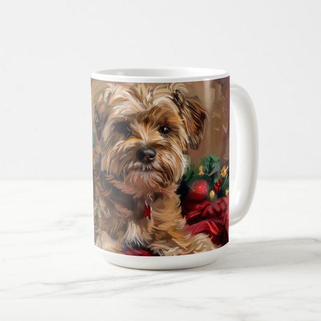 Yorkipoo Dog Christmas Festive Coffee Mug (Front Right)