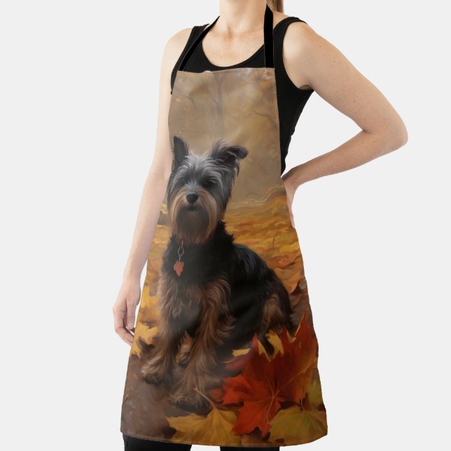 Yorkipoo in Autumn Leaves Fall Inspire Apron (Insitu)