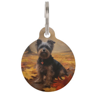 Yorkipoo in Autumn Leaves Fall Inspire Pet Tag