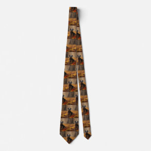 Yorkipoo in Autumn Leaves Fall Inspire Tie