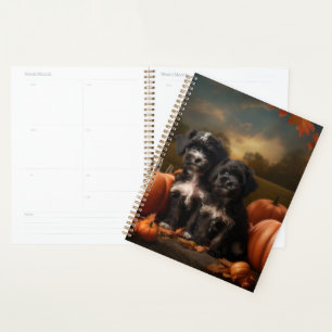 Yorkipoo Puppy Autumn Delight Pumpkin Planner