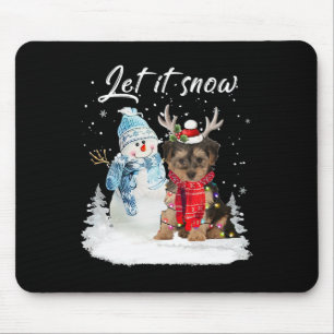 Yorkipoo Santa Dog Christmas Snowman Xmas Pajama 1 Mouse Pad