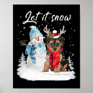 Yorkipoo Santa Dog Christmas Snowman Xmas Pajama 1 Poster