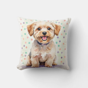 Yorkipoo Watercolor Sprinkle Dot Art Cushion