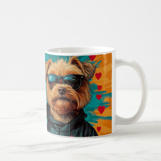 Yorkipoo with Heart Roses Valentine's Day Coffee Mug (Right)