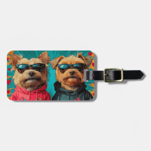 Yorkipoo with Heart Roses Valentine's Day Luggage Tag