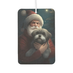 Yorkipoo With Santa Claus Festive Christmas Car Air Freshener