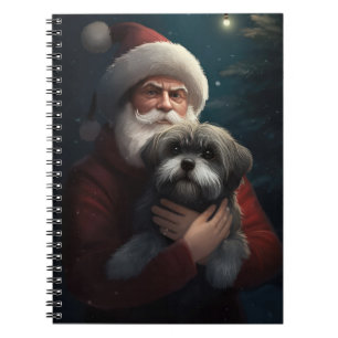 Yorkipoo With Santa Claus Festive Christmas Notebook