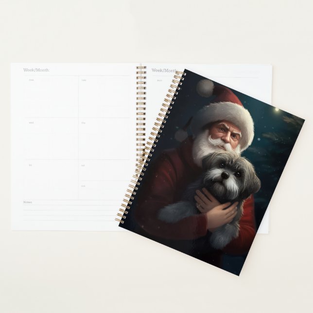 Yorkipoo With Santa Claus Festive Christmas Planner (Display)