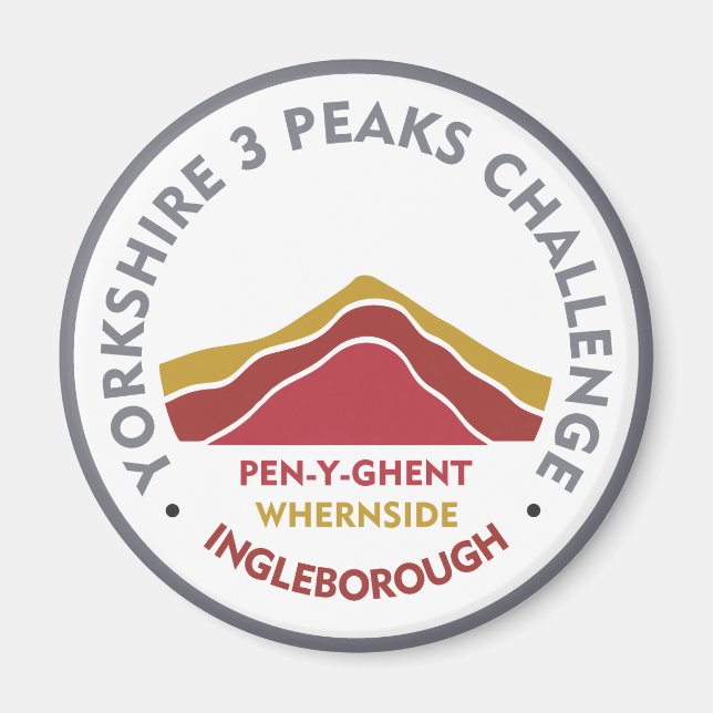 Yorkshire 3 Peaks Challenge Hiking Route Magnet (Front)